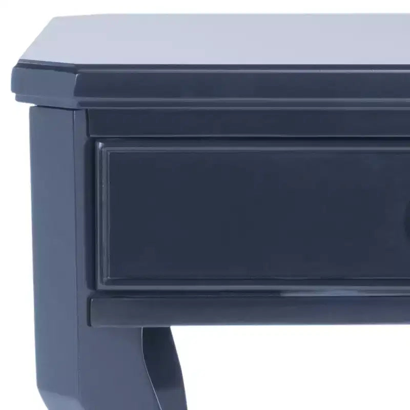 1-Drawer Nightstand, Rubberwood Bedside Table with Open Shelf and High-Gloss Iron Hardware