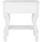 1-Drawer Nightstand, Rubberwood Bedside Table with Open Shelf and High-Gloss Iron Hardware