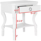 1-Drawer Nightstand, Rubberwood Bedside Table with Open Shelf and High-Gloss Iron Hardware