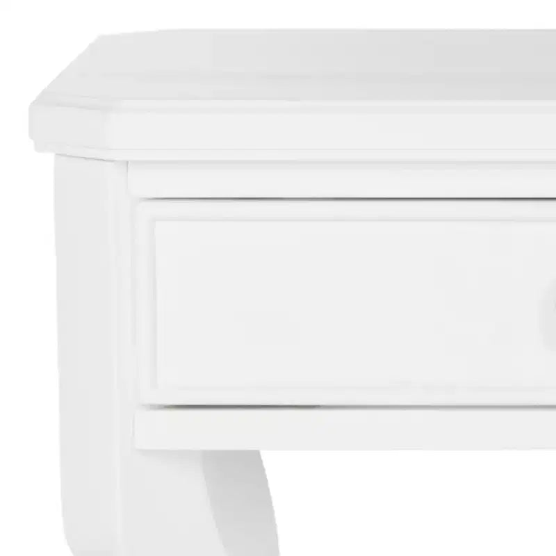 1-Drawer Nightstand, Rubberwood Bedside Table with Open Shelf and High-Gloss Iron Hardware