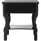 1-Drawer Nightstand, Rubberwood Bedside Table with Open Shelf and High-Gloss Iron Hardware