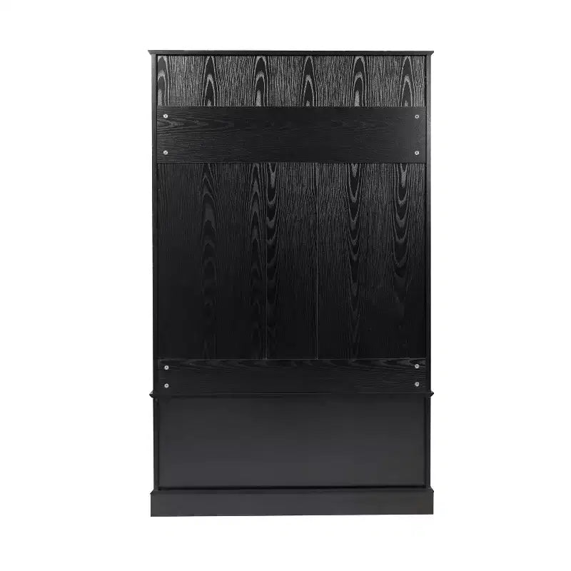 Hallway Tree with Bench Seating, 4 Double Coat Hooks, Upper Storage and Double Door Under-Bench Cabinet
