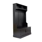 Hallway Tree with Bench Seating, 4 Double Coat Hooks, Upper Storage and Double Door Under-Bench Cabinet