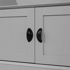 Hallway Tree with Bench Seating, 4 Double Coat Hooks, Upper Storage and Double Door Under-Bench Cabinet