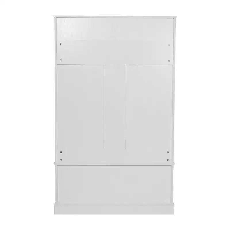 Hallway Tree with Bench Seating, 4 Double Coat Hooks, Upper Storage and Double Door Under-Bench Cabinet