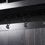 Hallway Tree with Bench Seating, 4 Double Coat Hooks, Upper Storage and Double Door Under-Bench Cabinet