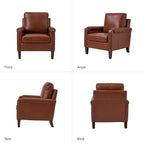 Genuine Leather Armchair with Removable Cushion and Nailhead Trims, Transitional Accent Chair