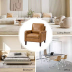 Genuine Leather Armchair with Removable Cushion and Nailhead Trims, Transitional Accent Chair