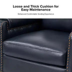 Genuine Leather Armchair with Removable Cushion and Nailhead Trims, Transitional Accent Chair