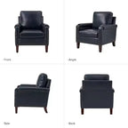 Genuine Leather Armchair with Removable Cushion and Nailhead Trims, Transitional Accent Chair