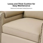 Genuine Leather Armchair with Removable Cushion and Nailhead Trims, Transitional Accent Chair