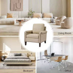Genuine Leather Armchair with Removable Cushion and Nailhead Trims, Transitional Accent Chair