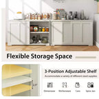 Stackable Buffet Sideboard Set of 2 with Sliding Doors & Adjustable Shelf, Brown/Black/Grey/Antique White