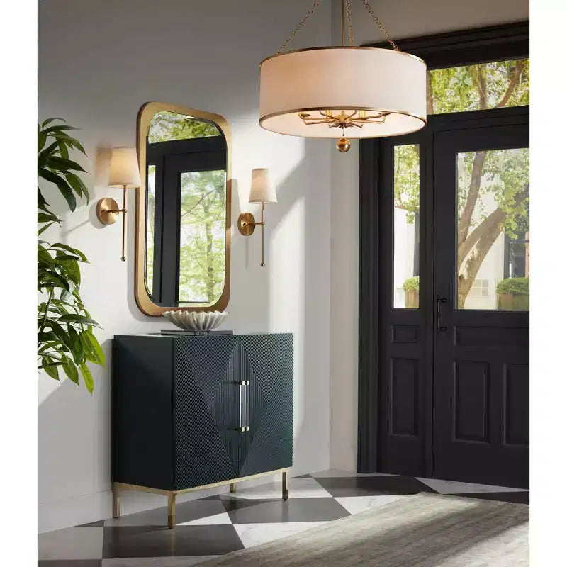 28x42" Rectangular Vanity Wall Mirror, Gold MDF Frame with Beveled Glass, Vertical or Horizontal Mount