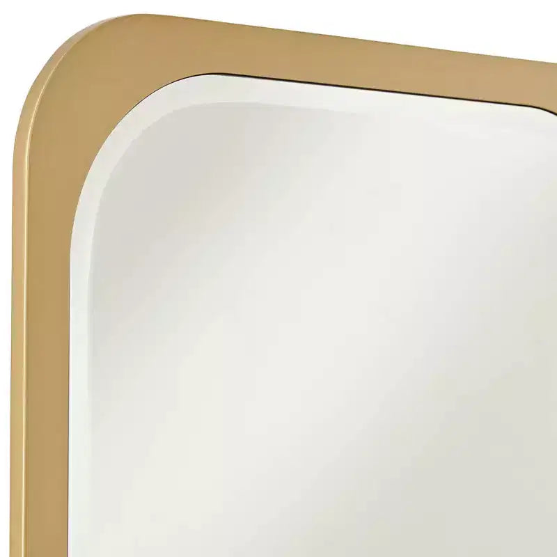 28x42" Rectangular Vanity Wall Mirror, Gold MDF Frame with Beveled Glass, Vertical or Horizontal Mount