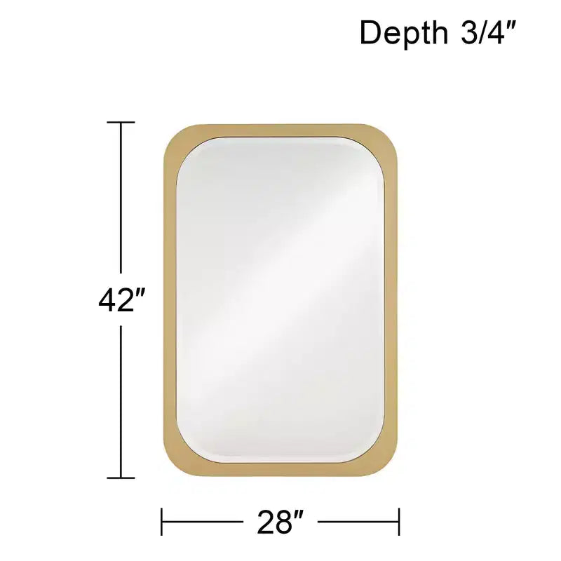 28x42" Rectangular Vanity Wall Mirror, Gold MDF Frame with Beveled Glass, Vertical or Horizontal Mount