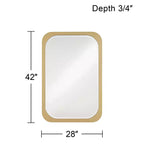 28x42" Rectangular Vanity Wall Mirror, Gold MDF Frame with Beveled Glass, Vertical or Horizontal Mount