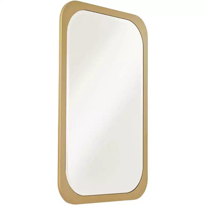 28x42" Rectangular Vanity Wall Mirror, Gold MDF Frame with Beveled Glass, Vertical or Horizontal Mount
