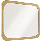 28x42" Rectangular Vanity Wall Mirror, Gold MDF Frame with Beveled Glass, Vertical or Horizontal Mount