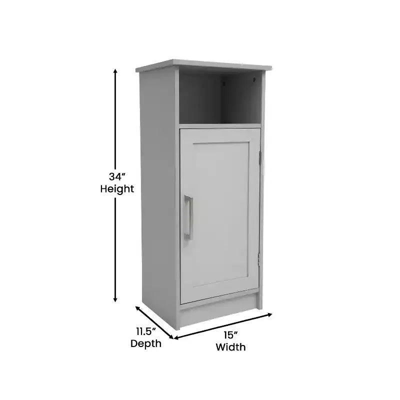 Bathroom Storage Cabinet Organizer with Magnetic Closure Door, In-Cabinet Adjustable Shelf, and Upper Open Shelf