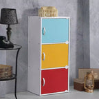 Heavy Duty Engineered Wood 3 Door Enclosed Multipurpose Storage Cabinet for Kitchen, Office, Kids Room, and Other Home Organization