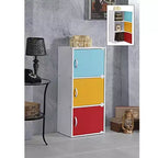 Heavy Duty Engineered Wood 3 Door Enclosed Multipurpose Storage Cabinet for Kitchen, Office, Kids Room, and Other Home Organization