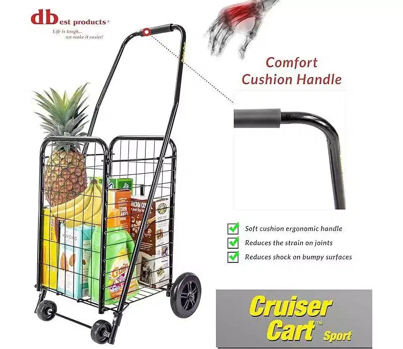 Lightweight Collapsible Sport Shopping Grocery Folding Laundry Cart with Wheels