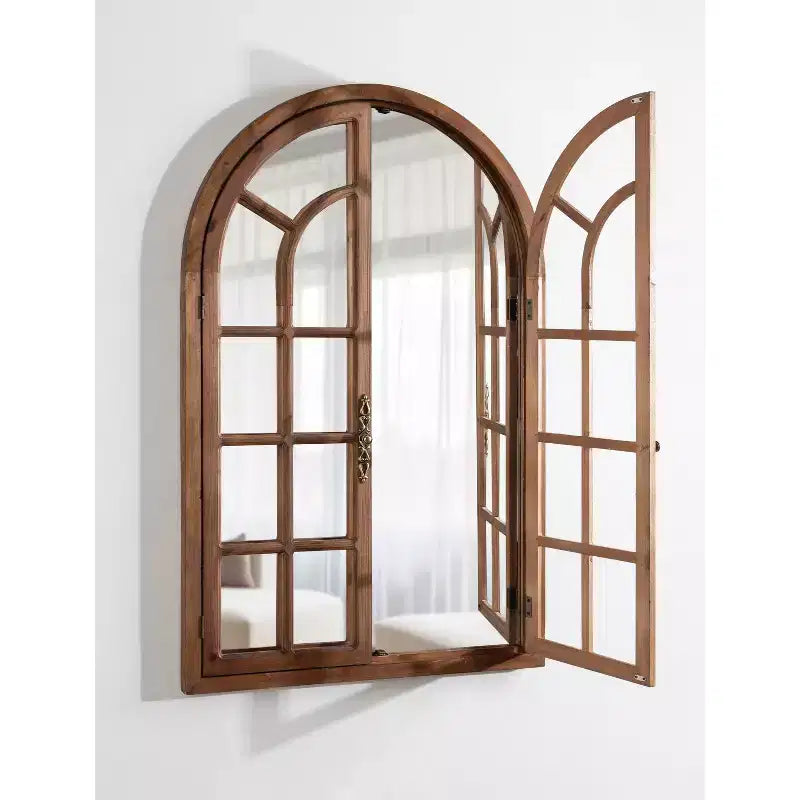 28x44" Arched Wall Mirror, Wood Frame, Wall Mount