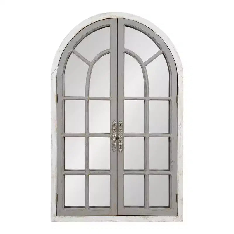 28x44" Arched Wall Mirror, Wood Frame, Wall Mount