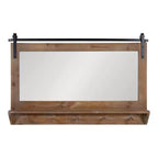 42x27" Framed Wall Mirror with Bottom Shelf and Hooks, Plastic Frame, Wall Mount