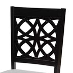 Modern Fabric Upholstered Dining Chair Set of 2, Openwork High Back, Rubberwood Tapered Legs