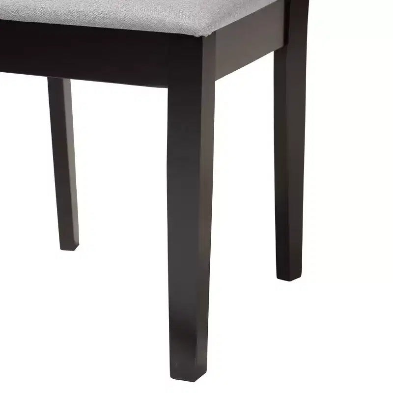 Modern Fabric Upholstered Dining Chair Set of 2, Openwork High Back, Rubberwood Tapered Legs