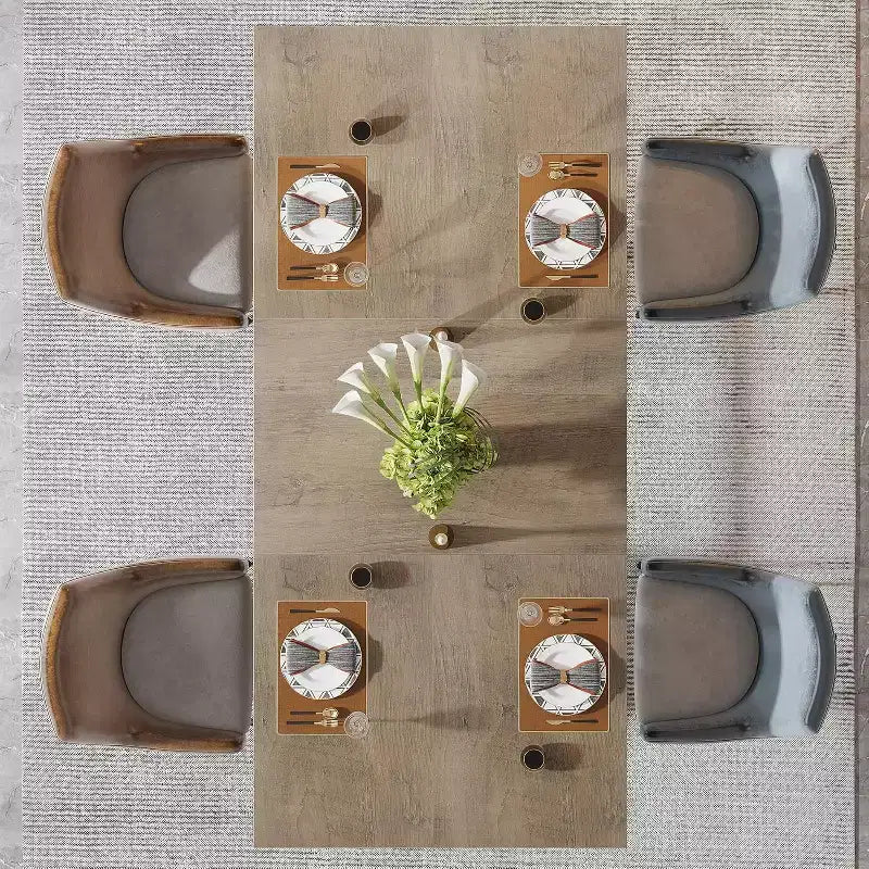 63-Inch Rectangular Dining Table for 4 to 6, Faux Marble Veneer Top with Golden Half-Moon Legs