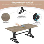 63-Inch Rectangular Dining Table for 4 to 6, Faux Marble Veneer Top with Golden Half-Moon Legs