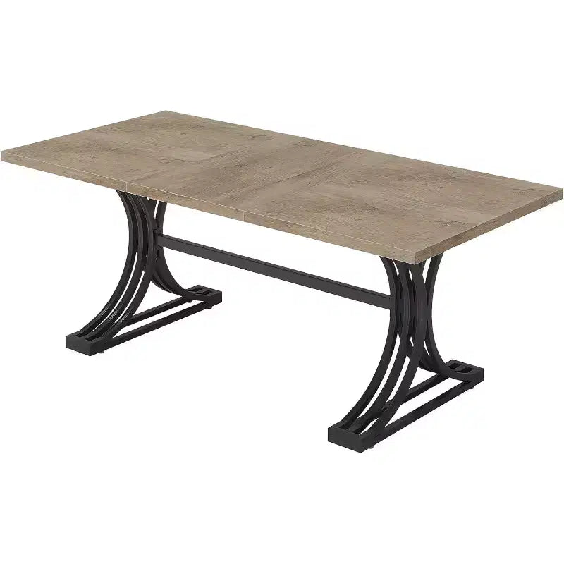 63-Inch Rectangular Dining Table for 4 to 6, Faux Marble Veneer Top with Golden Half-Moon Legs