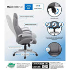 Executive Hinged Armchair, High-Back Office Chair with Lumbar Support, Swivel, Adjustable Height & Tilt