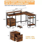 67 L Shaped Computer Desk with Power Outlet