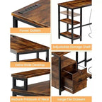 67 L Shaped Computer Desk with Power Outlet