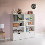 47" 3-Tier Open Bookshelf with 2-Door Storage Cabinet and 1 Adjustable Shelf, Particle Board