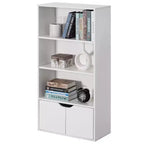 47" 3-Tier Open Bookshelf with 2-Door Storage Cabinet and 1 Adjustable Shelf, Particle Board