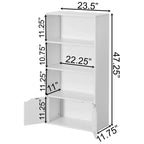 47" 3-Tier Open Bookshelf with 2-Door Storage Cabinet and 1 Adjustable Shelf, Particle Board