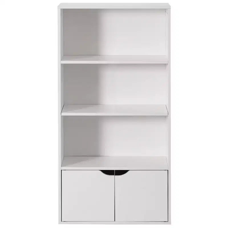 47" 3-Tier Open Bookshelf with 2-Door Storage Cabinet and 1 Adjustable Shelf, Particle Board
