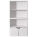 47" 3-Tier Open Bookshelf with 2-Door Storage Cabinet and 1 Adjustable Shelf, Particle Board