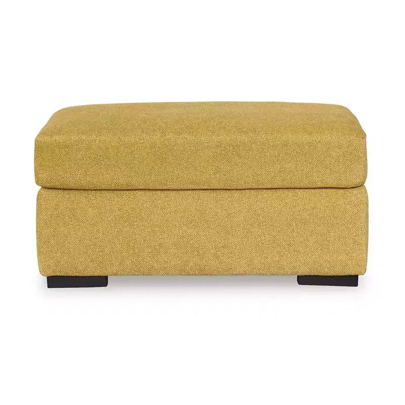 Modern Upholstered Ottoman, Sunflower Yellow Polyester with Corner-Blocked Frame, No Assembly