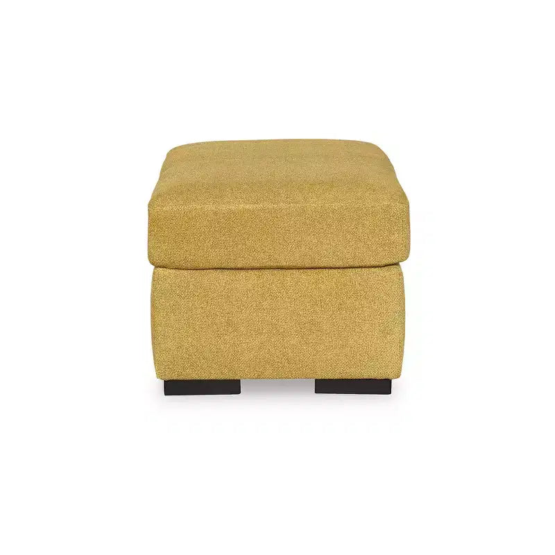 Modern Upholstered Ottoman, Sunflower Yellow Polyester with Corner-Blocked Frame, No Assembly