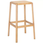 Backless Cane Bar Stool, Beechwood Frame with Natural Rattan Seat, Fixed Height 29.5", No Assembly