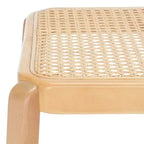 Backless Cane Bar Stool, Beechwood Frame with Natural Rattan Seat, Fixed Height 29.5", No Assembly