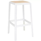 Backless Cane Bar Stool, Beechwood Frame with Natural Rattan Seat, Fixed Height 29.5", No Assembly