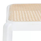 Backless Cane Bar Stool, Beechwood Frame with Natural Rattan Seat, Fixed Height 29.5", No Assembly