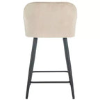 Velvet Counter Stool with Armrests and Footrest, Taupe and Black, Fixed Height 23.5", Steel Frame